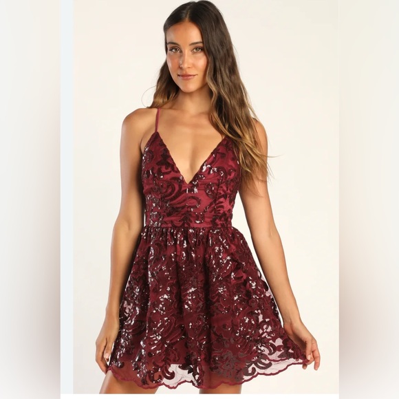 Lulus Dresses & Skirts - Lulus sequin backless mini dress size S Nwt Skater cocktail party club